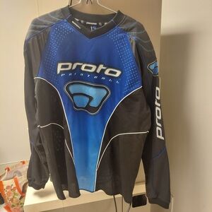 Vintage Proto Paintball Spell Out Blue Black Y2K Long Sleeve Jersey Men’s Large